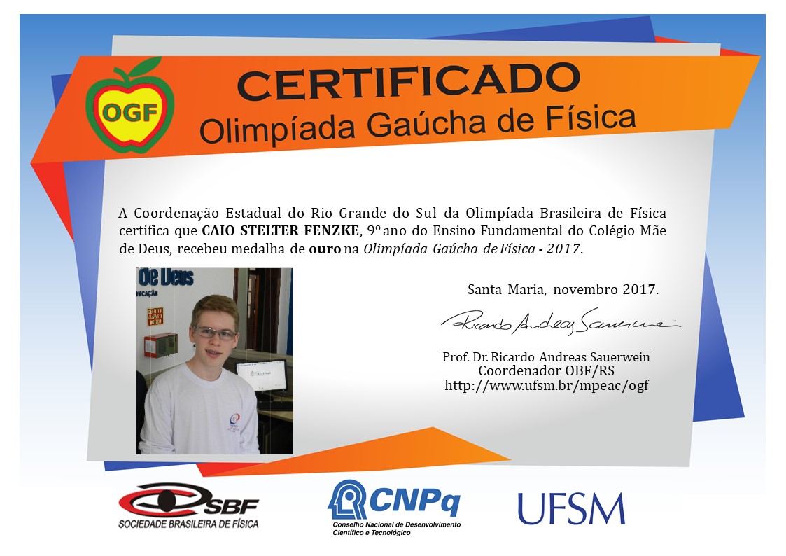 Estudante de nosso Colégio conquista Ouro